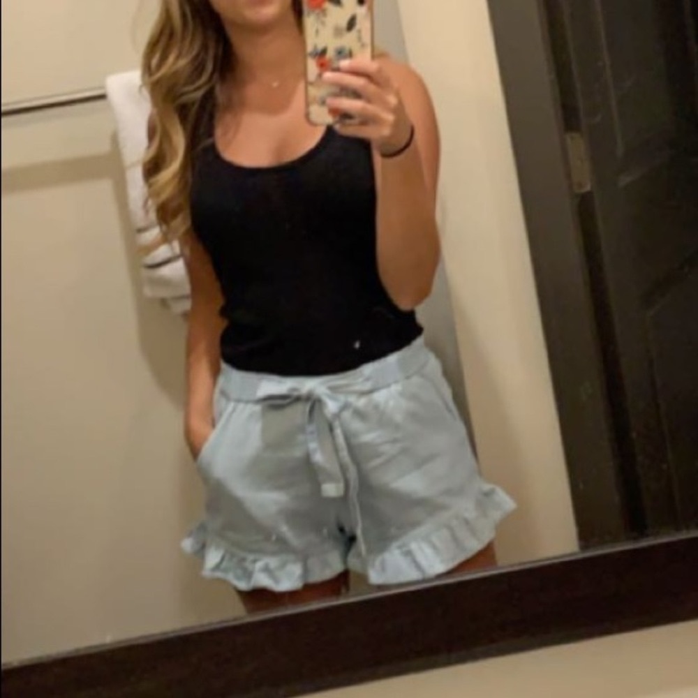 Ruffle Chambray Shorts